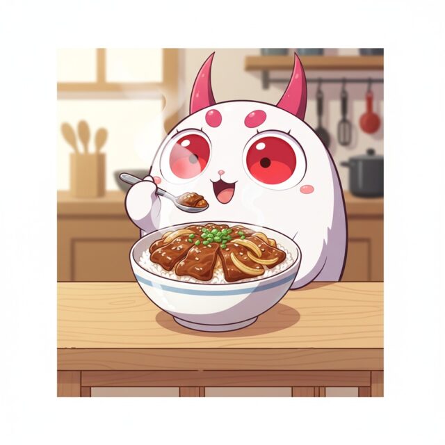 🍚✨
Yum yum!
YōuMo is eating a big bowl of beef rice.
So warm, so tasty!
YōuMo looks very happy 💕
#YōuMo
#YummyTime
#CuteFood